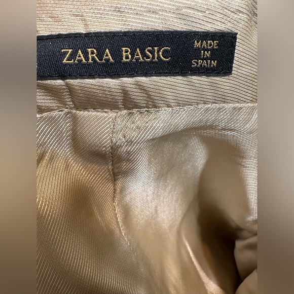 Zara Basic gold tan linen blend floral mini skirt - Picture 5 of 6